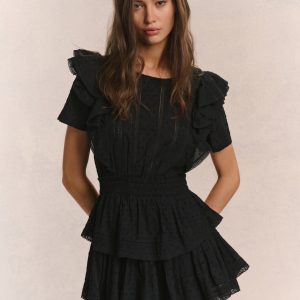 Natasha Heritage Mini Dress - BLACK