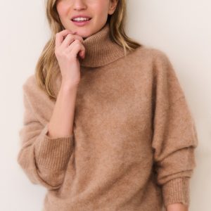 Nia Cashmere Turtleneck Sweater - BROWN SUGAR