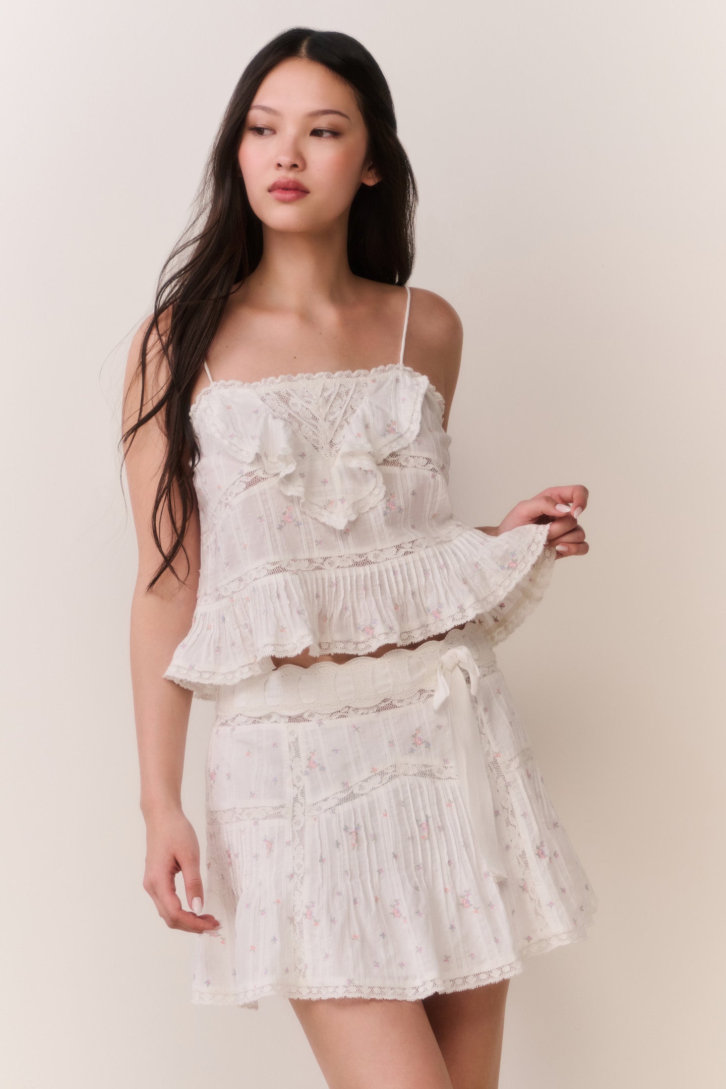 Willia Floral Embroidered Cotton Mini Skirt