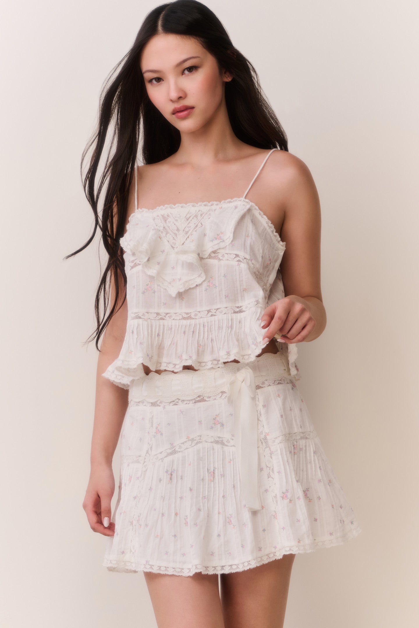 Willia Floral Embroidered Cotton Mini Skirt - Image 3