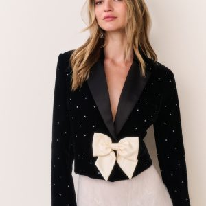 Orlisa Cropped Velvet Blazer