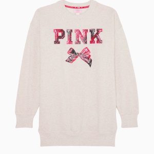 PINK x LoveShackFancy Oversized Crew Neck Dress - SNOW HEATHER