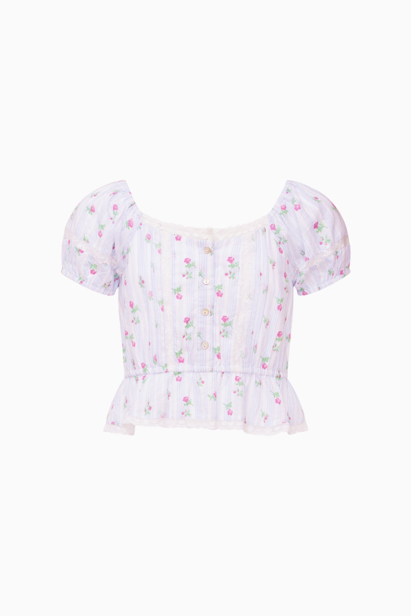 Girls Ottie Floral Striped Top - Image 4