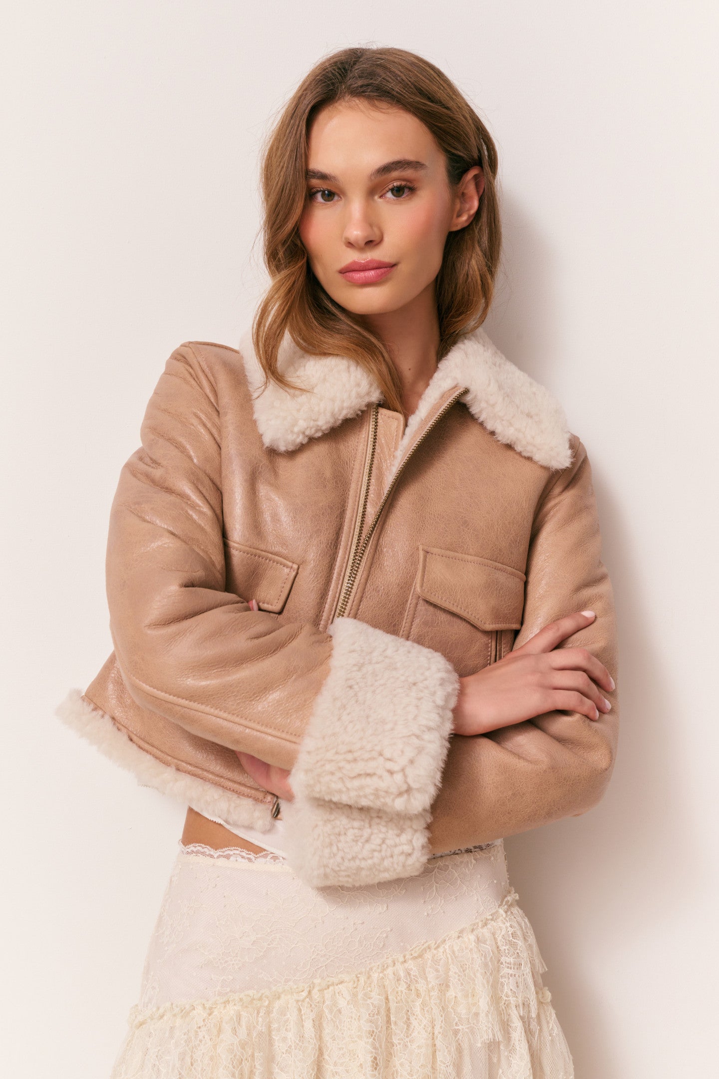 Pansy Cropped Shearling Jacket - Image 2