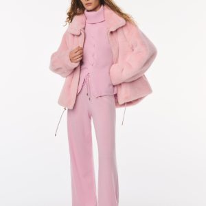 LoveShackFancy x MAX&MOI Billie Pant - PINK CASHMERE AND PINK FUR TRIM