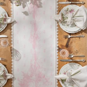 Pink Printed Victorian Table Runner
