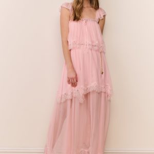 Maralee Silk Chiffon Maxi Dress - POTPOURRI PINK