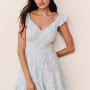 Presline Floral Wreath Print Mini Dress