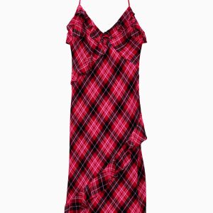 PINK x LoveShackFancy Printed Chiffon Cascade Ruffle Midi Dress