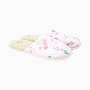 LoveShackFancy x Roller Rabbit Heart Stripe Quilted Slippers