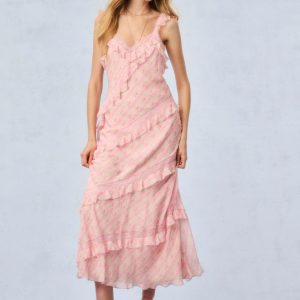 Radiance Fragrance Print Maxi Dress - STRAWBERRY MACAROON