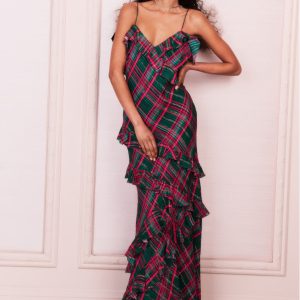 Rialto Silk Tartan Dress - EVERGREEN