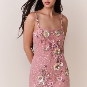 Rosmara Sequin Floral Mini Dress