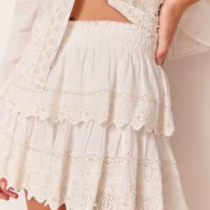 Ruffle Mini Pearl-Embellished Skirt