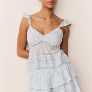 Ruffle Mini Floral Wreath Print Skirt