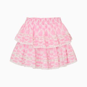 Heart Print Ruffle Mini Skirt