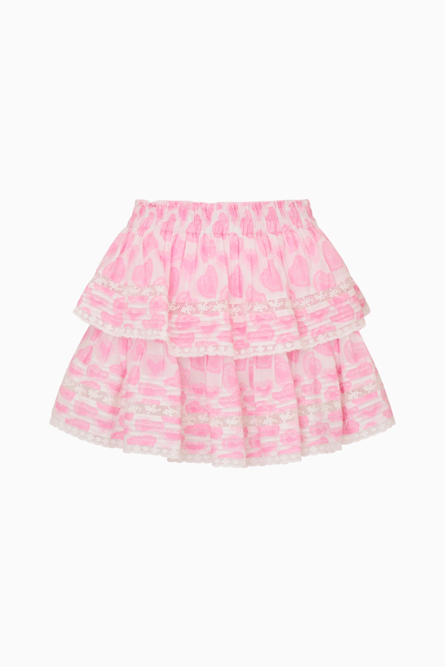Heart Print Ruffle Mini Skirt