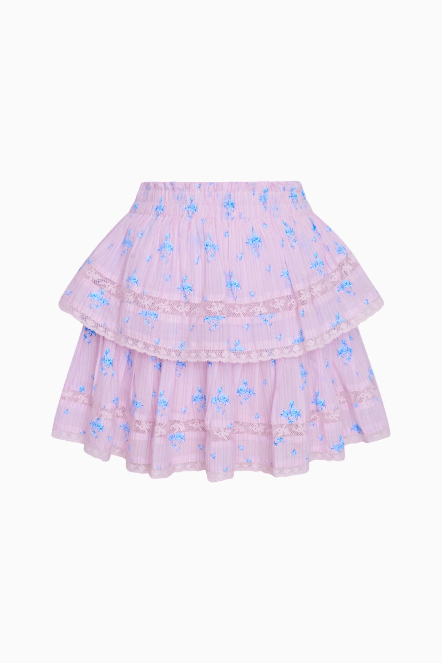 Ruffle Mini Floral Striped Skirt - Image 5
