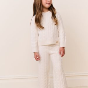 Little Girls Shalley Cable Knit Pants
