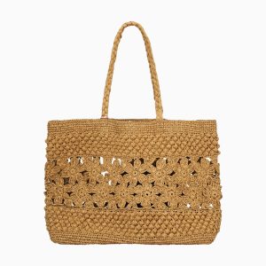 Sharlo Floral Straw Bag - TAN
