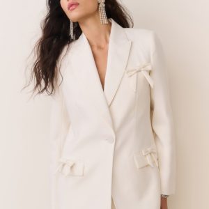 Shayne Wool-Blend Bow-Embellished Blazer - CREAM