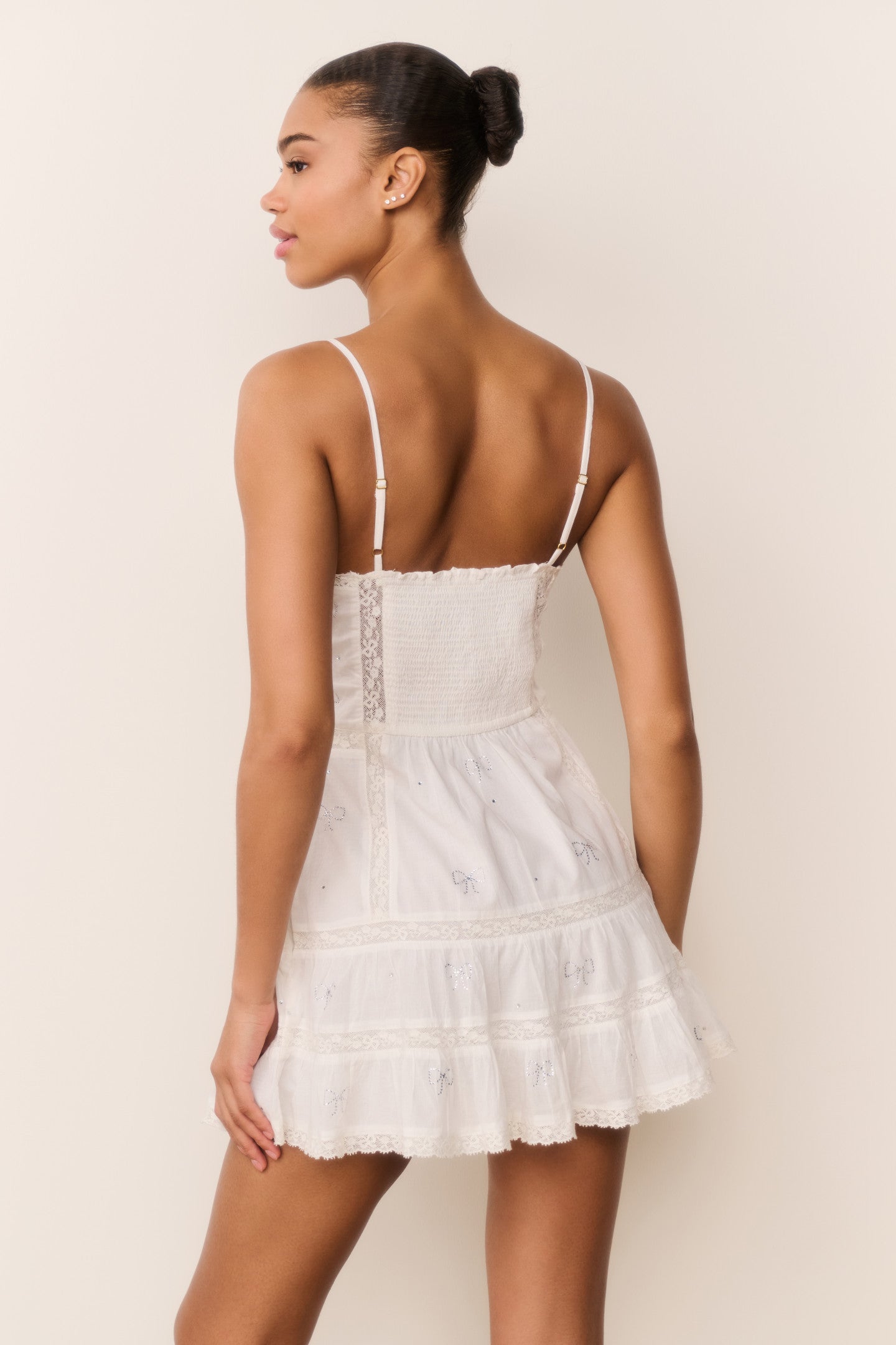 Solbina Crystal Bow Cotton Mini Dress - Image 10