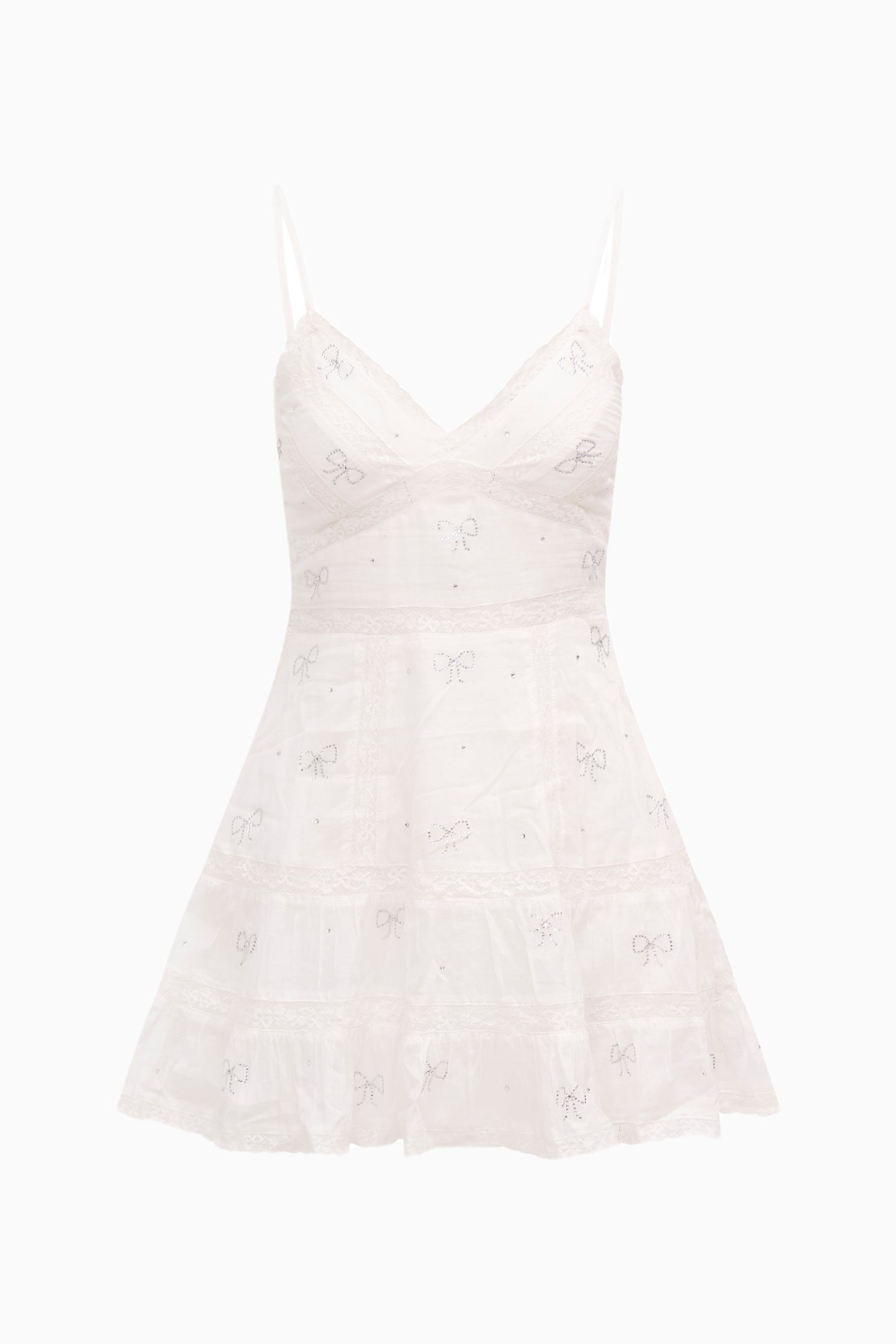 Solbina Crystal Bow Cotton Mini Dress - Image 11