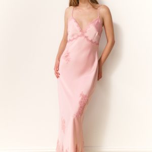 Sorone Satin Lace Maxi Slip Dress
