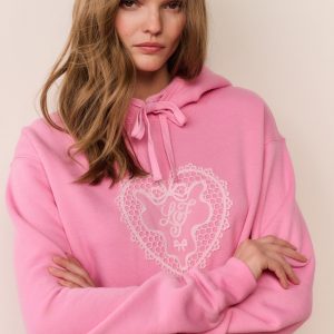 Nacova Heart Doily Fleece Hoodie