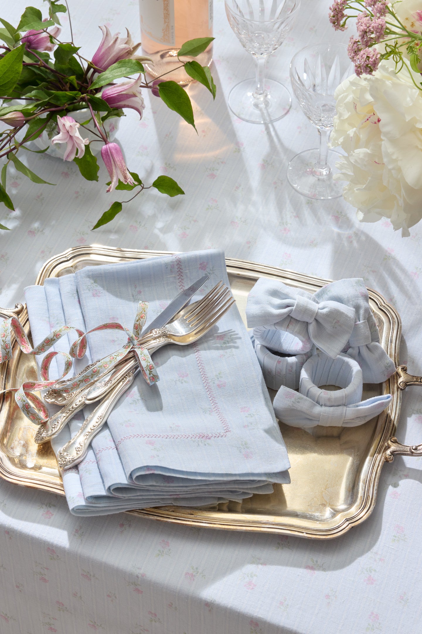 Yarn Dye Printed Bow Napkin Rings - Set of 4 - Image 4