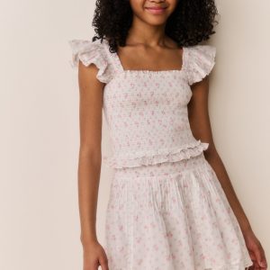 Tween Solena Floral Cotton Skirt - SUNWASHED IVORY