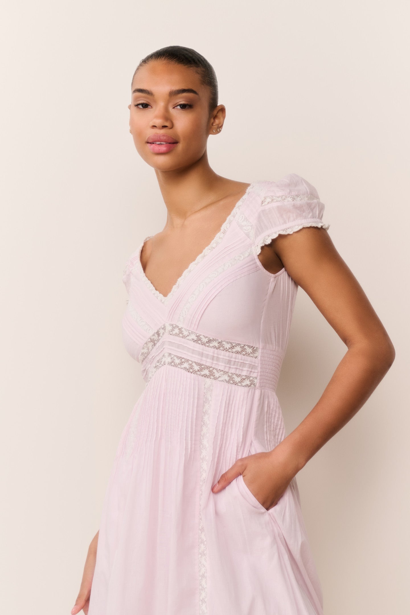 Suvi Pink Cotton Midi Dress - Image 2