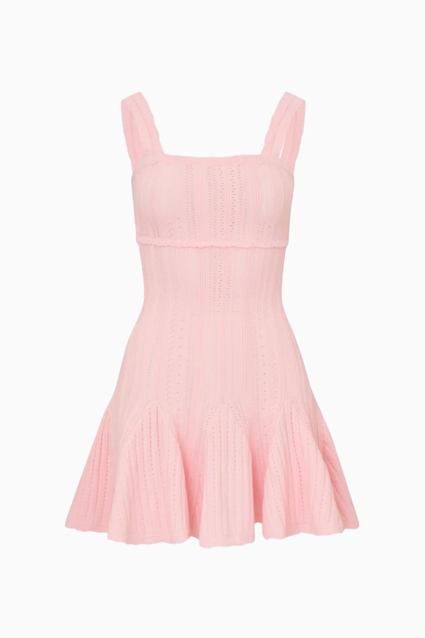 Tabatha Stretch Pointelle Mini Dress - PEACH SORBET - Image 6