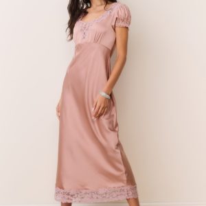 Taylis Satin Lace Maxi Dress - PINK NUDE