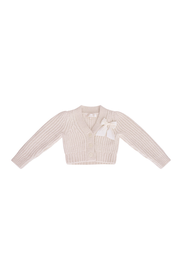 Girls Teisha Alpaca Bow Cardigan - SNOW - Image 5
