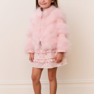 Little Girls Trislyn Feather Sequin Jacket