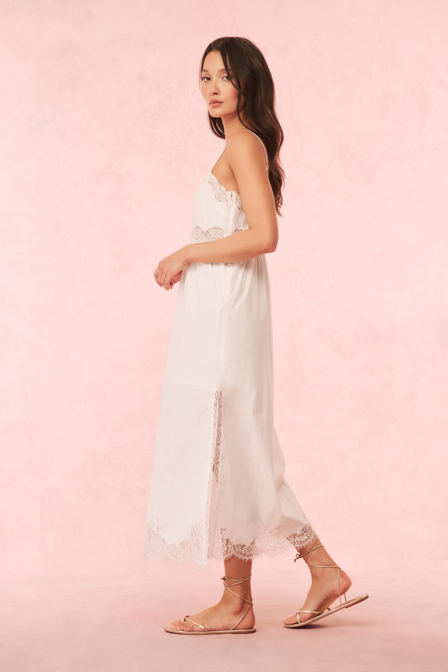 Vinca Cotton Lace Bow Midi Dress - Image 4