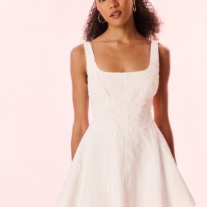 Vionne Denim Embroidered Mini Dress