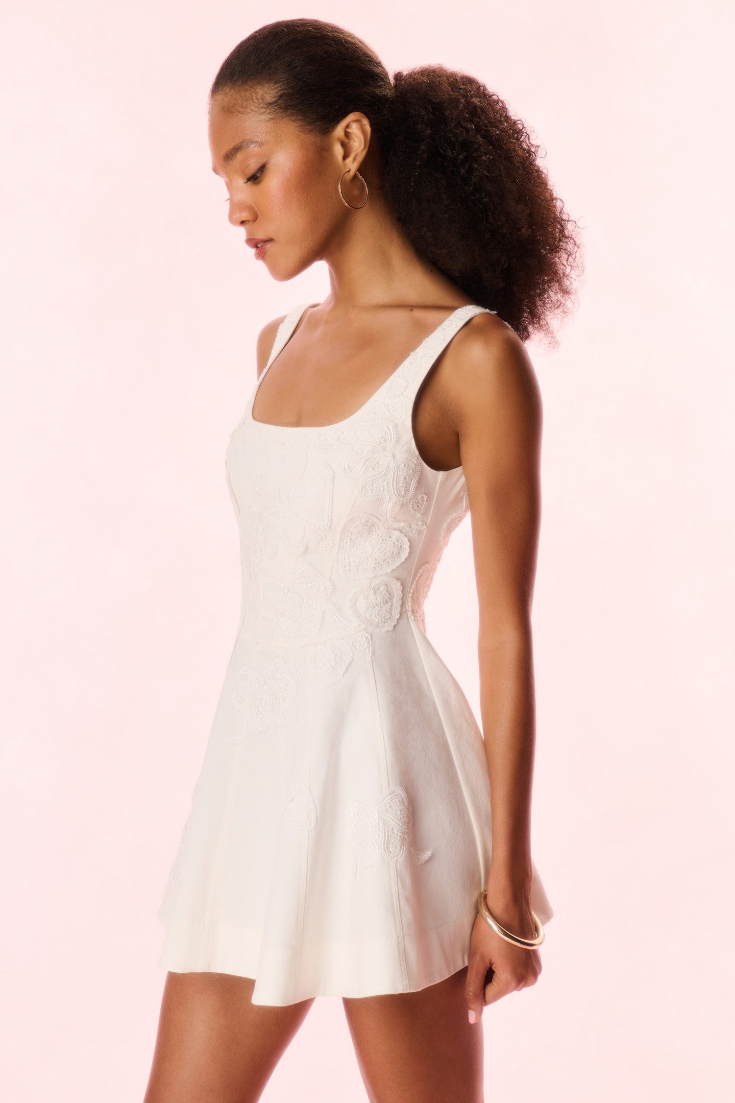 Vionne Denim Embroidered Mini Dress - Image 4