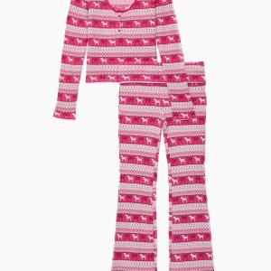 PINK x LoveShackFancy Waffle Henley And Pant Set