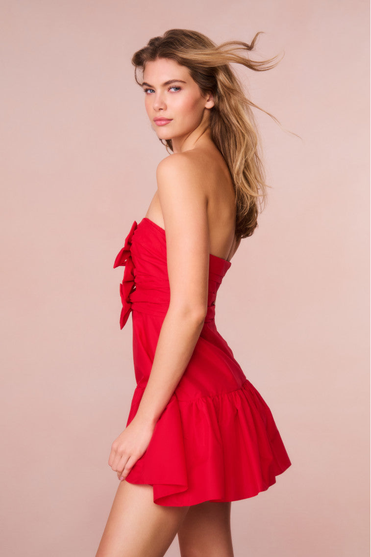 Woodlow Bow Mini Dress - RED - Image 4