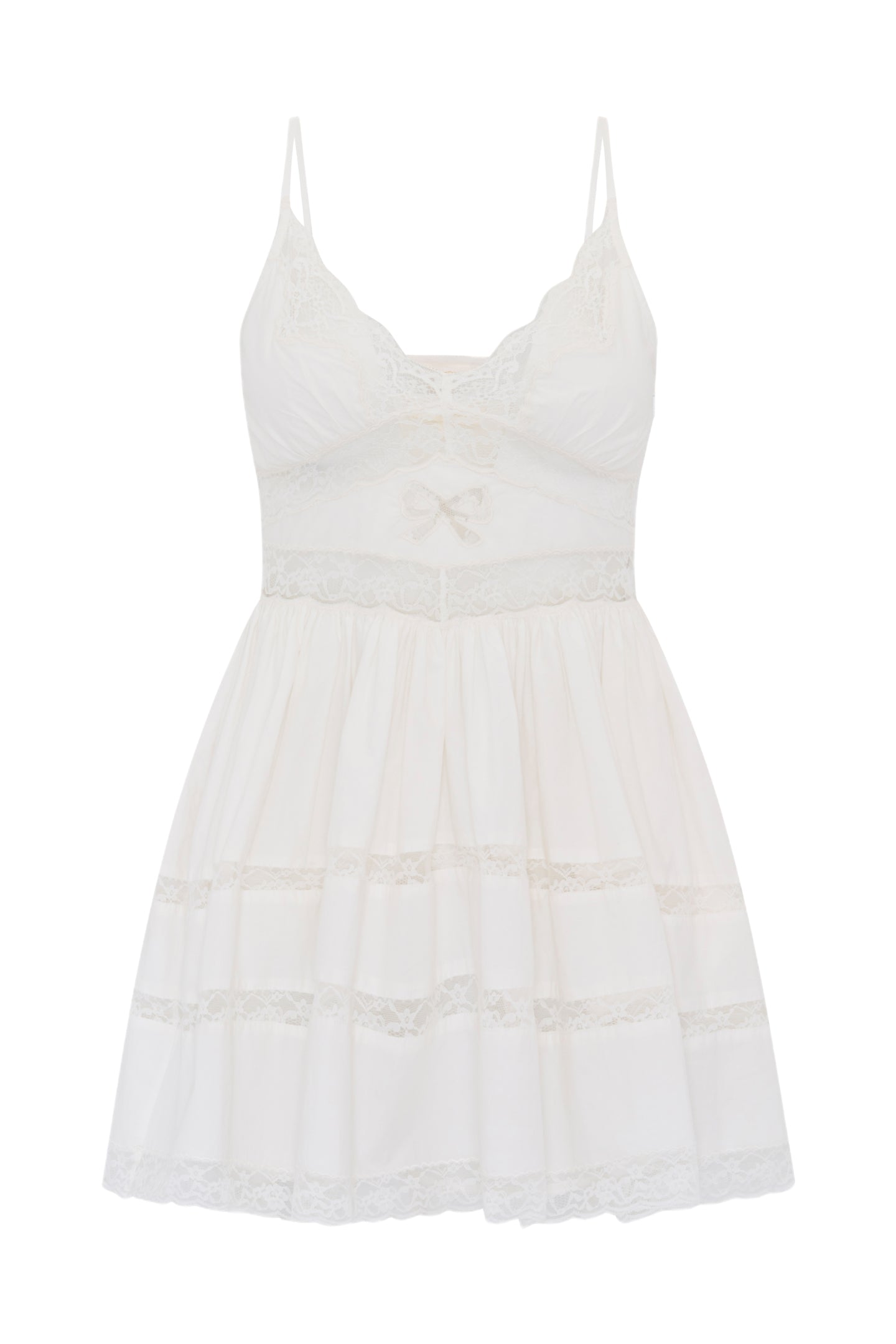 Zima Cotton Lace Bow Mini Dress - Image 12
