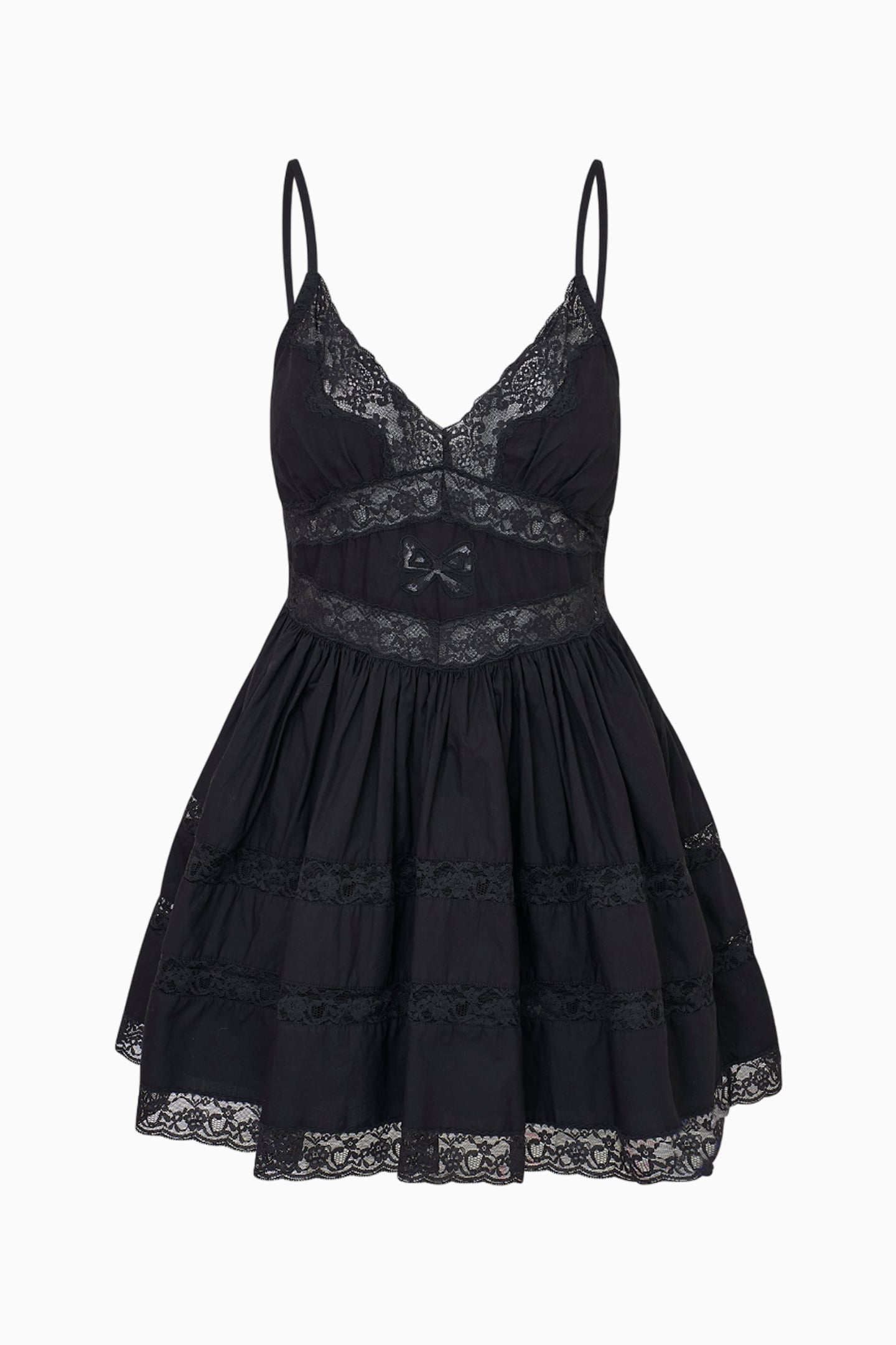 Zima Cotton Lace Bow Mini Dress - Image 6