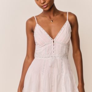Zirelle Pink Cotton Lace-Trimmed Mini Dress