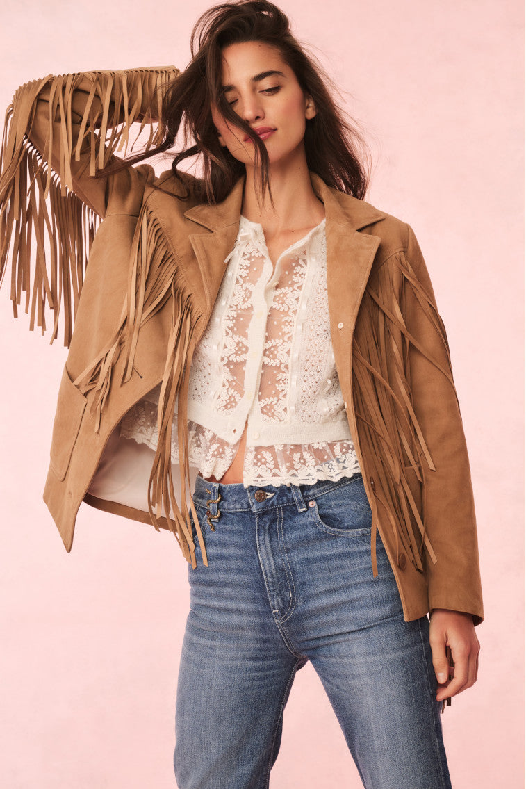 Geraline Suede Fringe Jacket - Image 3