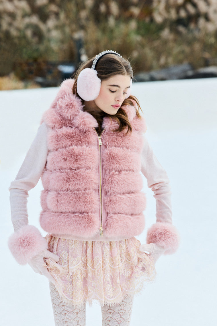 LoveShackFancy x MAX&MOI Adalia Wool-Cashmere Faux Fur Gloves - Image 7