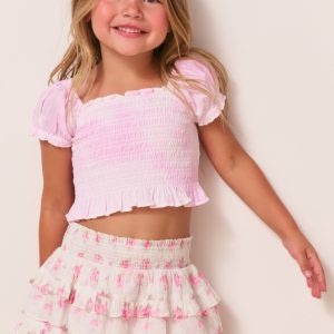Girls Fabielle Cotton Top - PEONY PINK