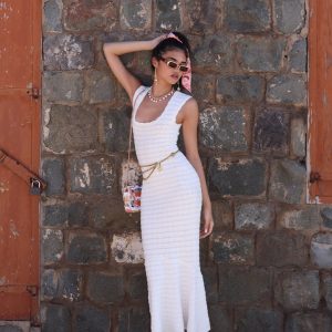 Leigh Pointelle Knit Midi Dress