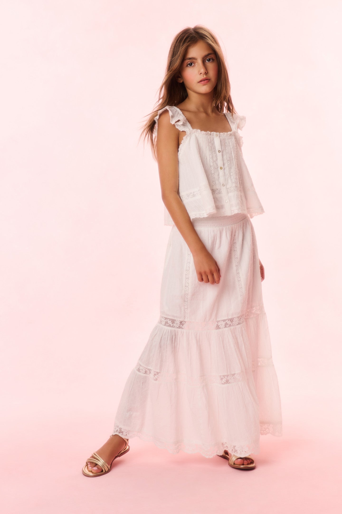 Girls Norabel Cotton Lace-Trimmed Top - Image 2
