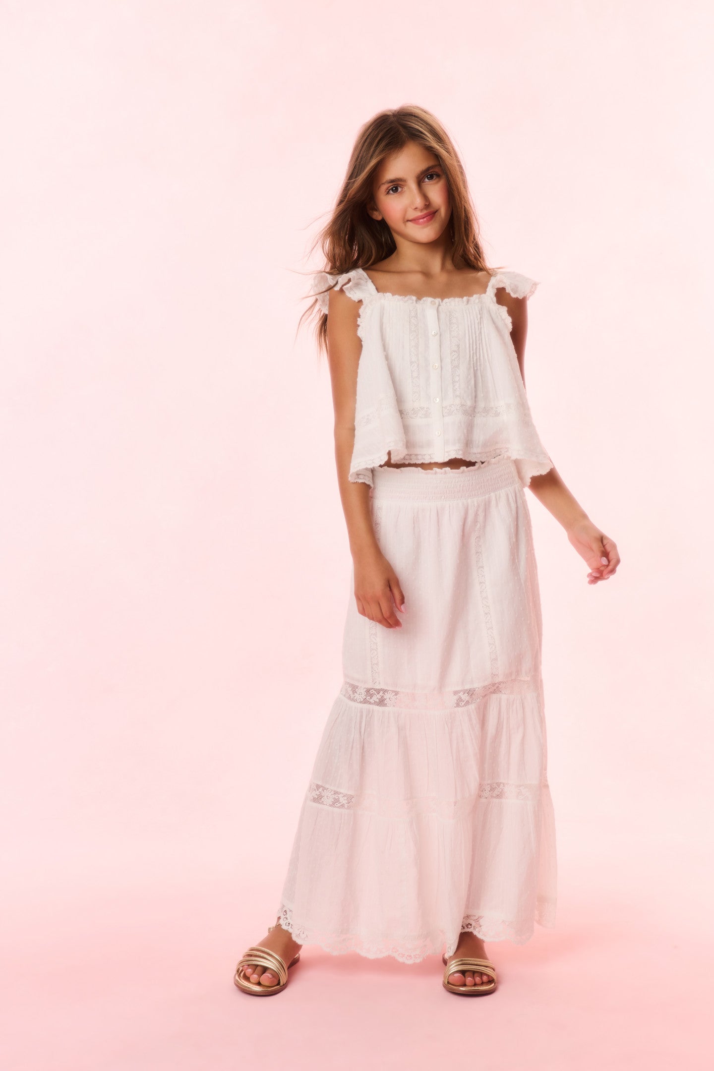 Girls Norabel Cotton Lace-Trimmed Top - Image 3